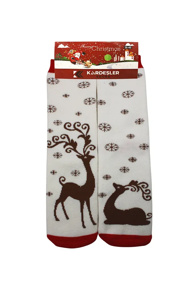 Yılbaşı Noel Christmas Renkli Desenli Soket Havlu Çorap