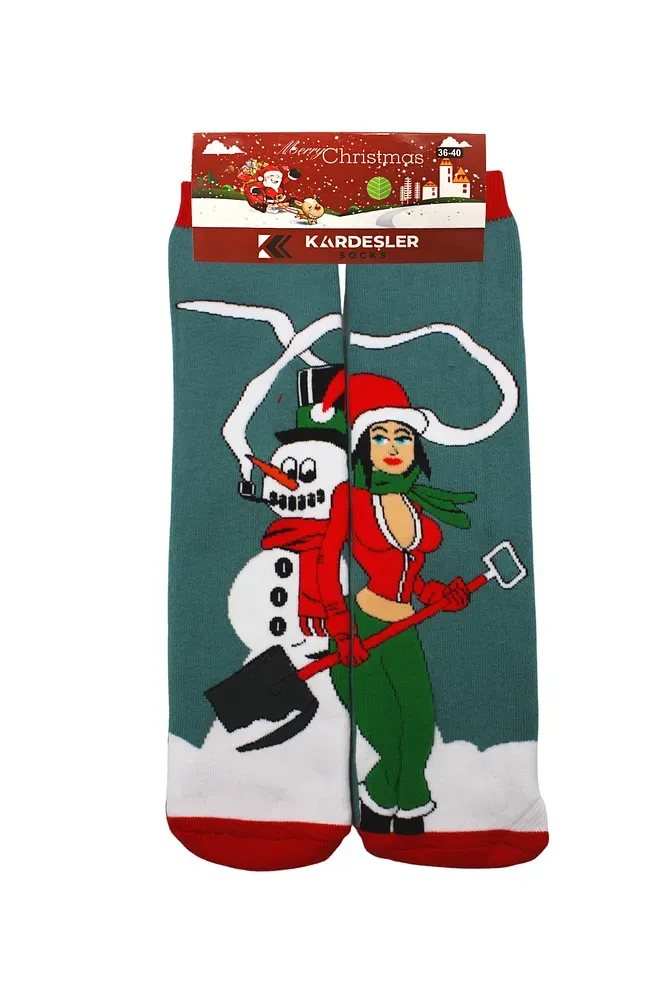 Yılbaşı Noel Christmas Renkli Desenli Soket Havlu Çorap Çok Renkli - 36 - 40
