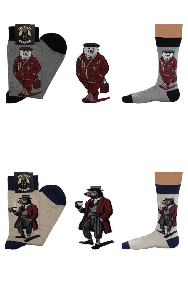 Erkek Çok Renkli Desenli Pamuklu Soket Çorap 6'li Paket Çok Renkli - 43-46