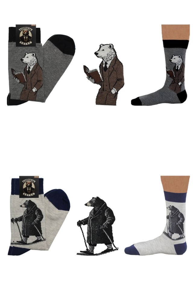 Erkek Çok Renkli Desenli Pamuklu Soket Çorap 6'li Paket Çok Renkli - 43-46