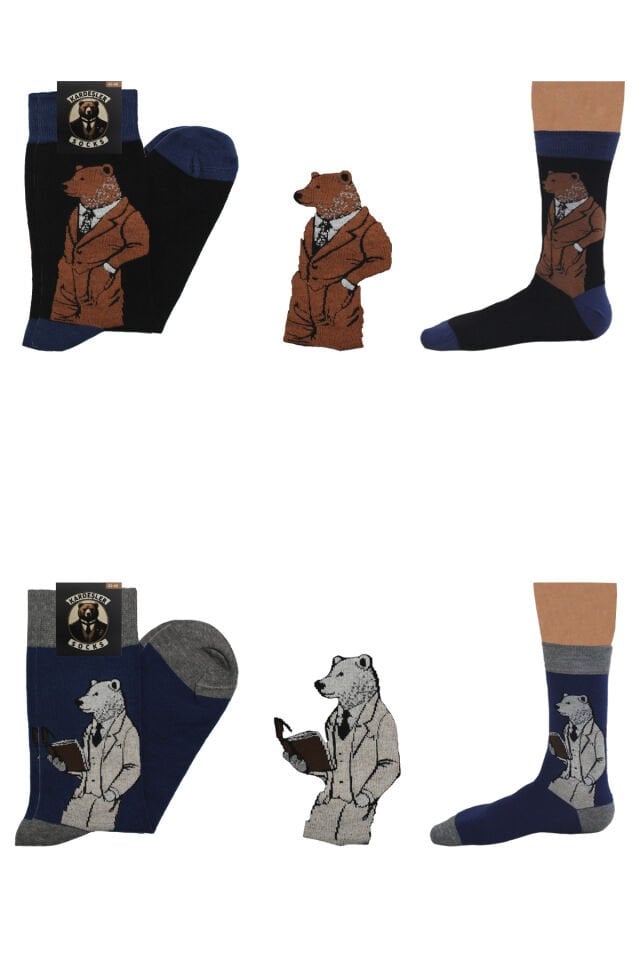 Erkek Çok Renkli Desenli Pamuklu Soket Çorap 6'li Paket Çok Renkli - 43-46