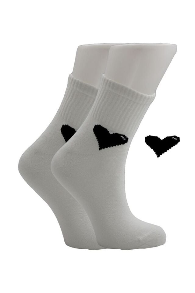 Kadın Kalp Desenli Tenis Çorap 6'lı Paket