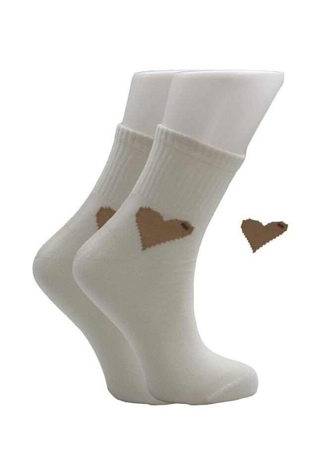 Kadın Kalp Desenli Tenis Çorap 6'lı Paket