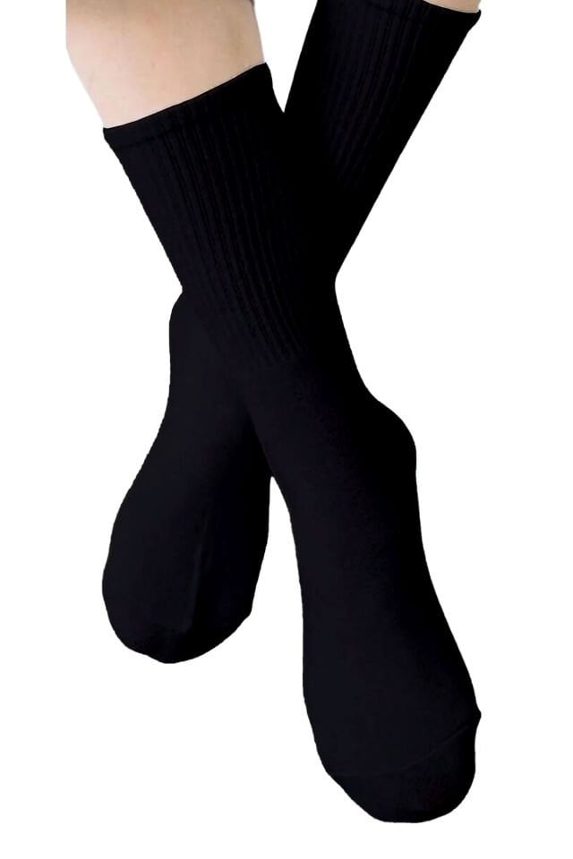 Unisex Tenis Soket Çorap Kolej 3'lü Paket Siyah - 40-46