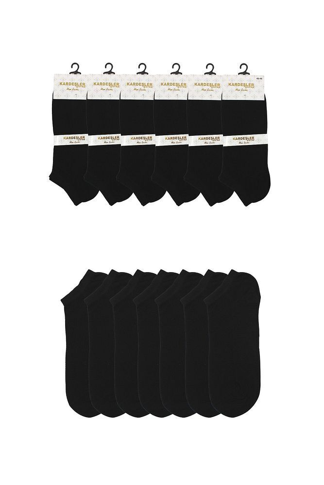 Erkek Siyah-beyaz Patik Pamuklu Pirinç Örgülü Çorap 6'lı Paket 3 Siyah 3 Beyaz Siyah - 40-46