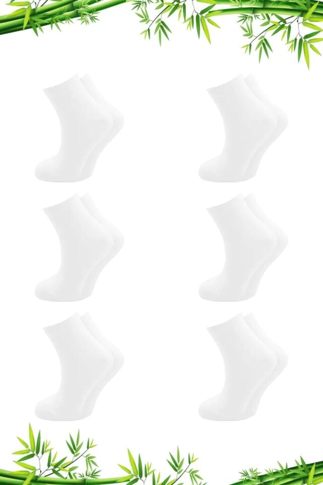 Bambu Erkek Yarım Konç Çorap Dikişsiz Beyaz - 43-46
