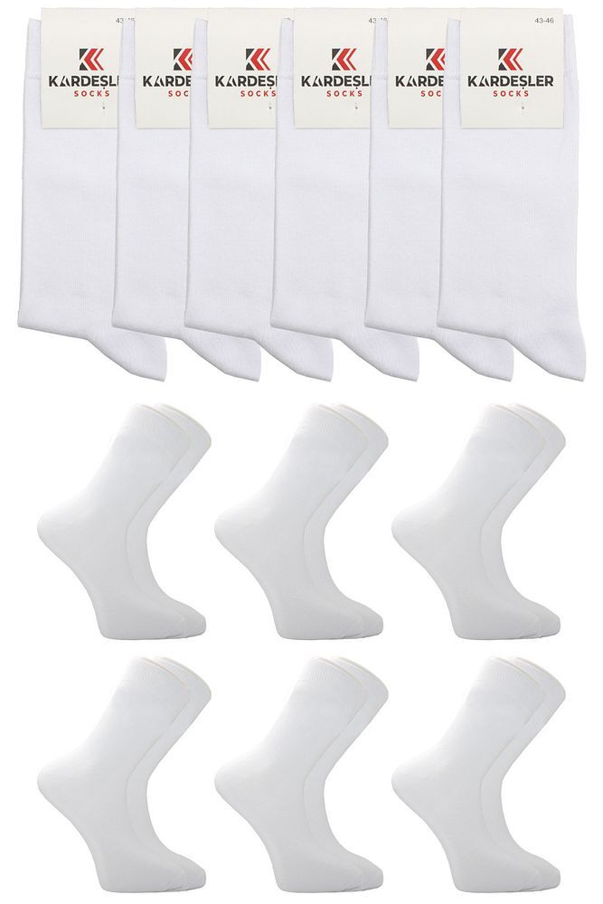 Erkek Beyaz Pamuklu Soket Uzun Çorap 6'li Paket