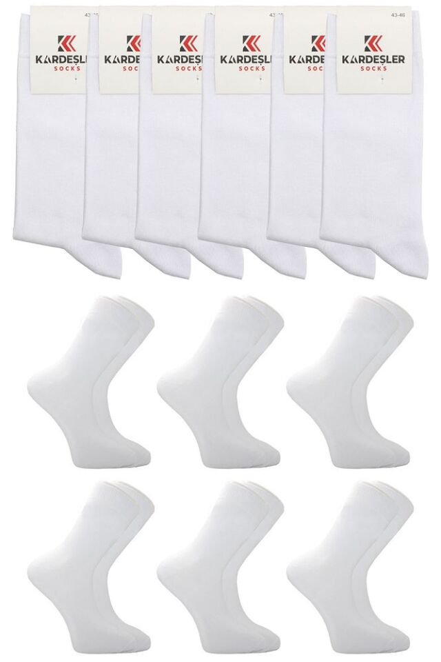 Erkek Beyaz Pamuklu Soket Uzun Çorap 6'li Paket