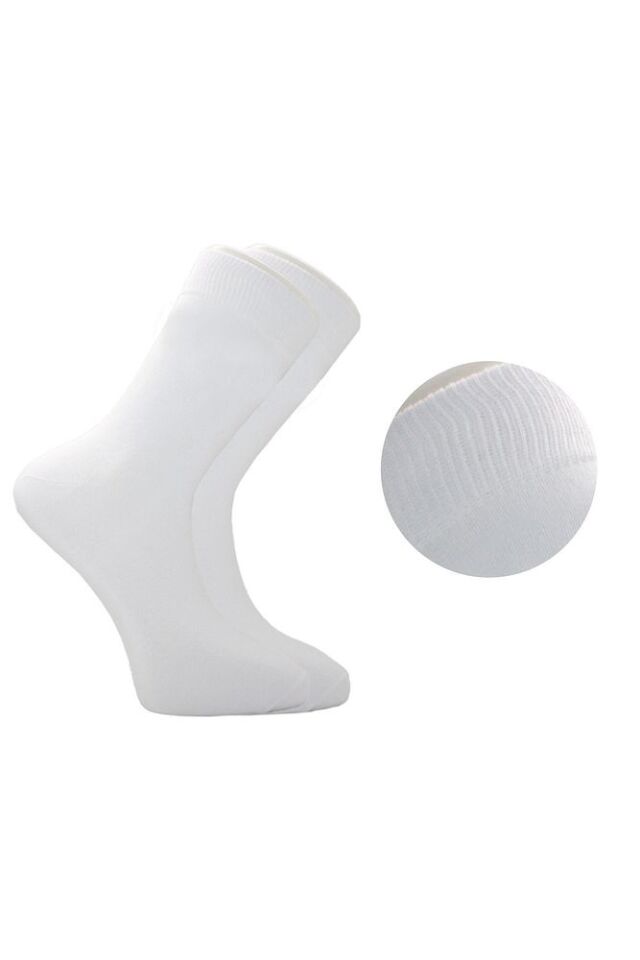 Erkek Beyaz Pamuklu Soket Uzun Çorap 6'li Paket