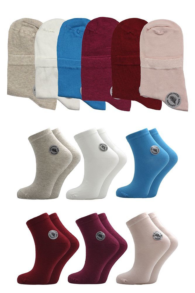 Kadın Çok Renkli Yarım Konç Pamuklu Düz 6'lı Paket