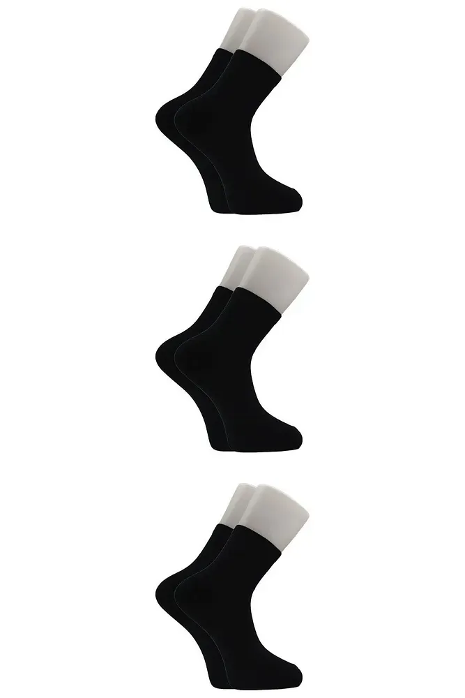 Unisex Yarım Konç Tenis Çorap Kolej 3'lü Paket Siyah - 40-46