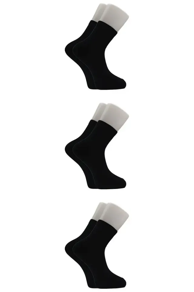 Unisex Yarım Konç Tenis Çorap Kolej 3'lü Paket Siyah - 40-46