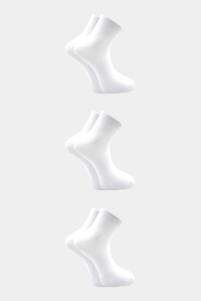 Unisex Yarım Konç Tenis Çorap Kolej 3'lü Paket Beyaz - 36 - 40