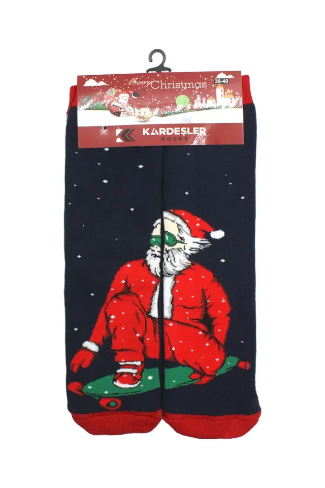 Yılbaşı Noel Christmas Renkli Desenli Soket Çorap Çok Renkli 4 - 36 - 40