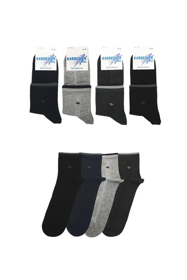 Erkek Patik Çok Renkli Pamuklu Çorap 4'lü Paket Çok Renkli - 40-46