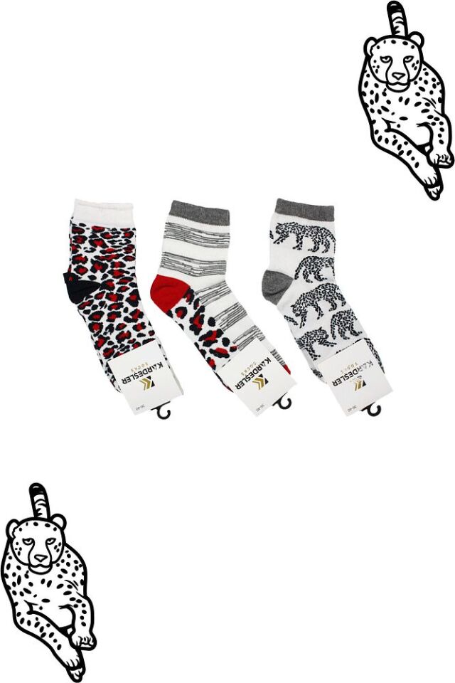 Kadın Çok Renkli Desenli Pamuklu Yarım Konç Çorap 3'lu Paket
