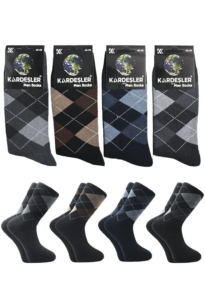 Erkek Havlu Pamuklu Kışlık Kalın Soket Çorap Termal 4'lü Paket Çok Renkli - 40-46