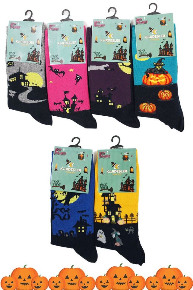 Kadın Renkli Desenli Soket Çorap 6'lı Paket