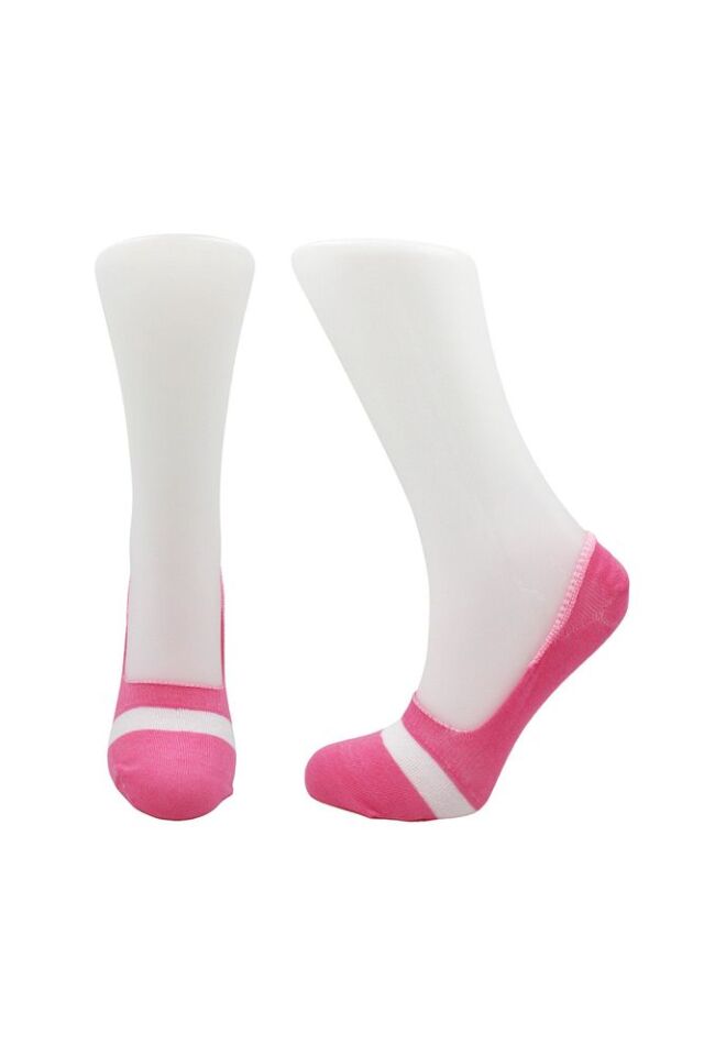 Kadın Babet Çok Renkli Çorap Pamuklu Görünmez Kaydırmaz Topuk Silikonlu 6'lı Paket