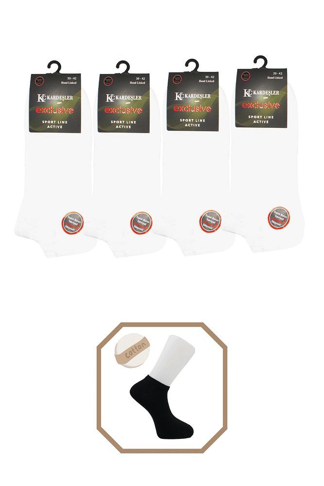 Unisex Pamuklu Dikişsiz Beyaz Patik 4'lü Paket Beyaz - 39-42