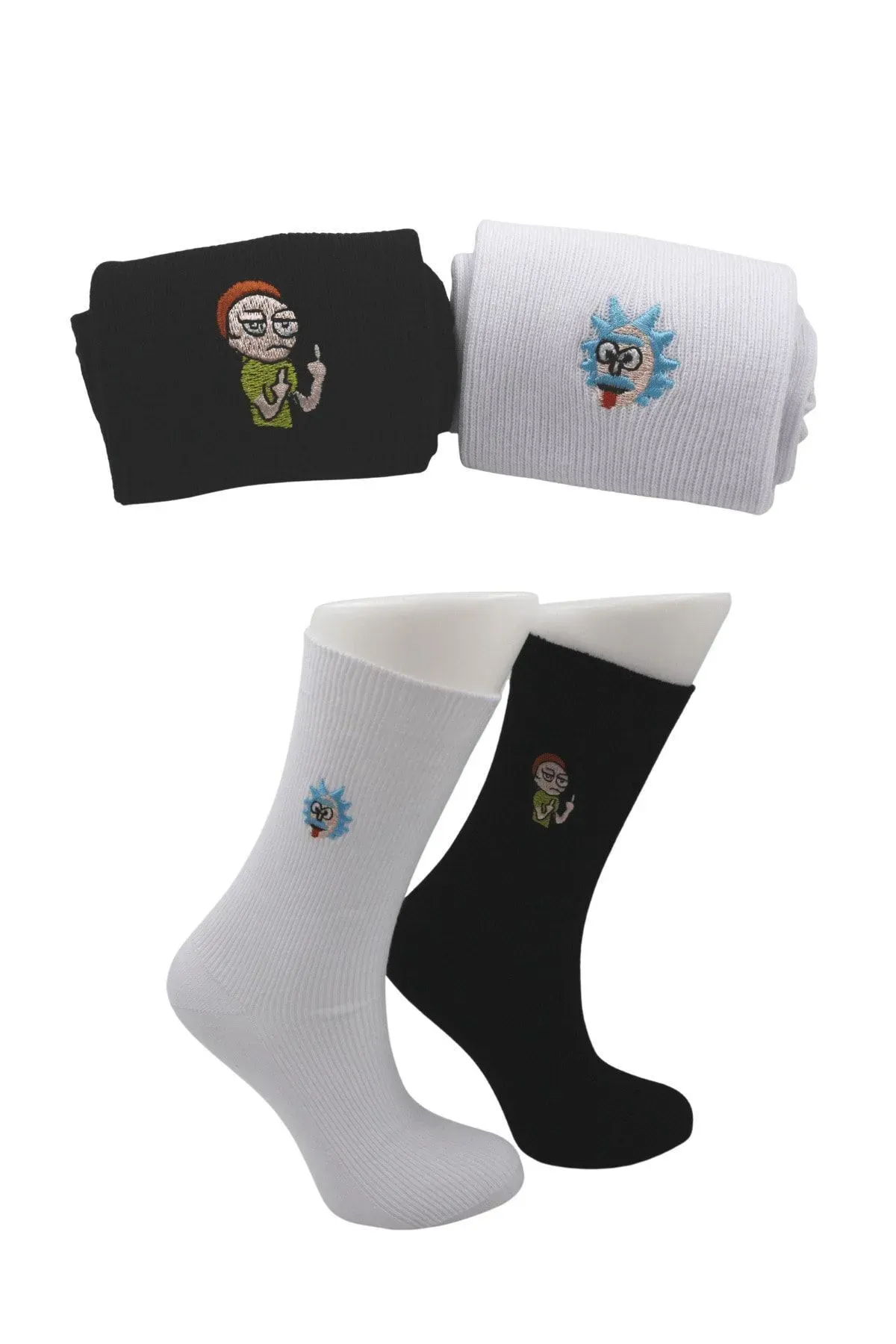 Unisex Desenli Nakışlı Renkli Soket Pamuklu Çorap