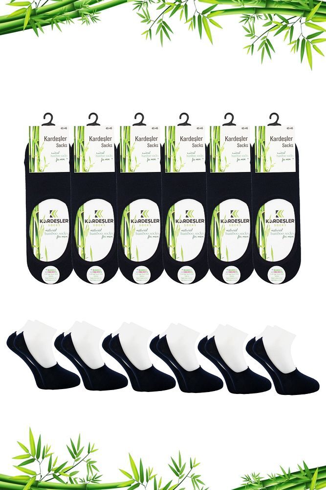 Bambu Erkek Babet Çorap Dikişsiz Görünmez Kaydırmaz Topuk Silikonlu Lacivert - 40-46