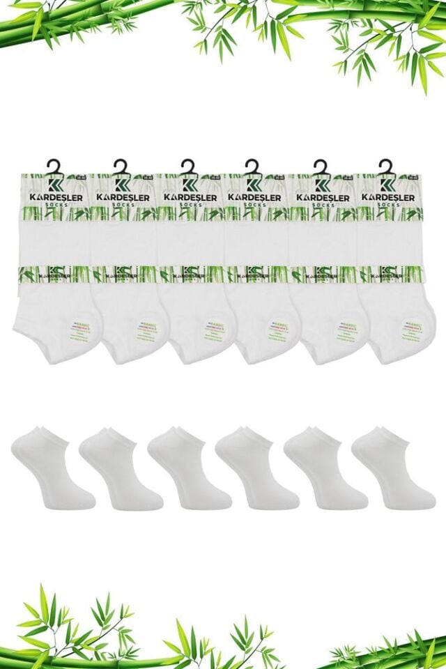 Bambu Kadın Patik Asorti Çok Renkli Çorap Dikişsiz 6'lı Paket Beyaz - 36 - 40
