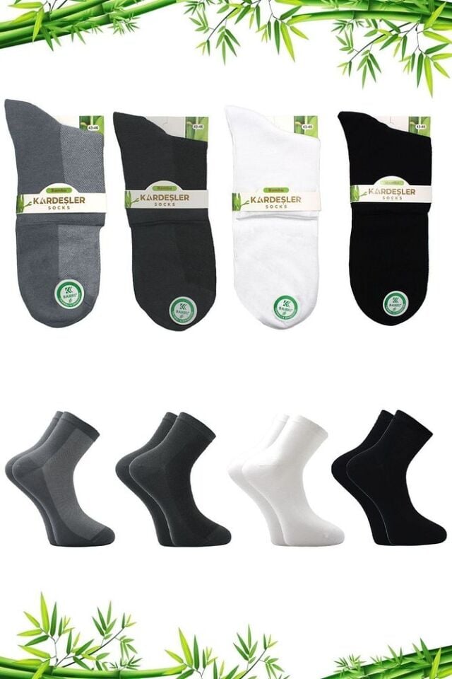 Bambu Erkek Yarım Konç Çorap Dikişsiz Çok Renkli - 43-46
