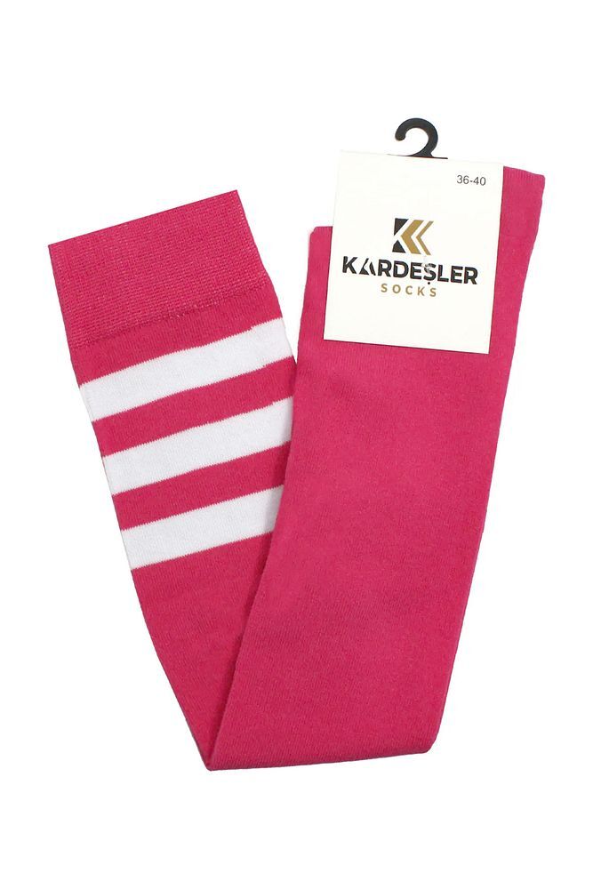 Diz Üstü Pamuklu Çorap 36 - 40 - Beyaz-Pembe