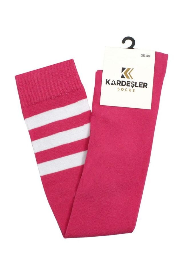 Diz Üstü Pamuklu Çorap 36 - 40 - Beyaz-Pembe