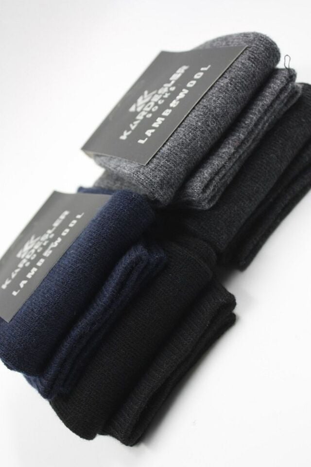 Erkek Lambswool Yün Kışlık Çok Renkli Yarım Konç Çorap 4'lü Paket