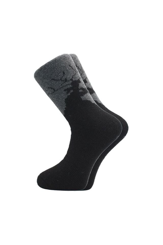 Erkek Lambswool Termal Yün Kışlık Havlu Kalın Çok Renkli Çorap 4'lü Paket