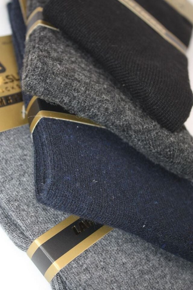 Erkek Lambswool Yün Kışlık Çok Renkli Soket Çorap 4'lü Paket