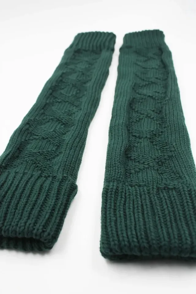 Kadın Yün Kışlık Dizlik Tozluk Çorap Haki/Yeşil - Standart