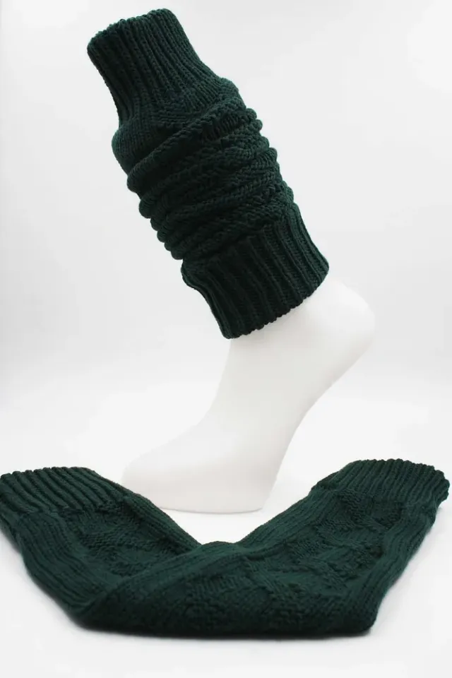 Kadın Yün Kışlık Dizlik Tozluk Çorap Haki/Yeşil - Standart