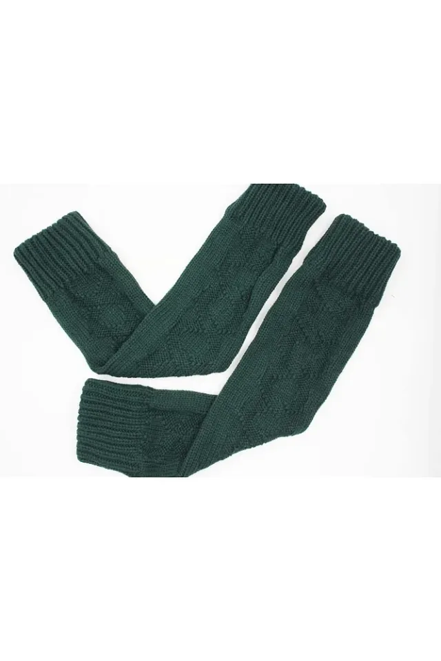 Kadın Yün Kışlık Dizlik Tozluk Çorap Haki/Yeşil - Standart