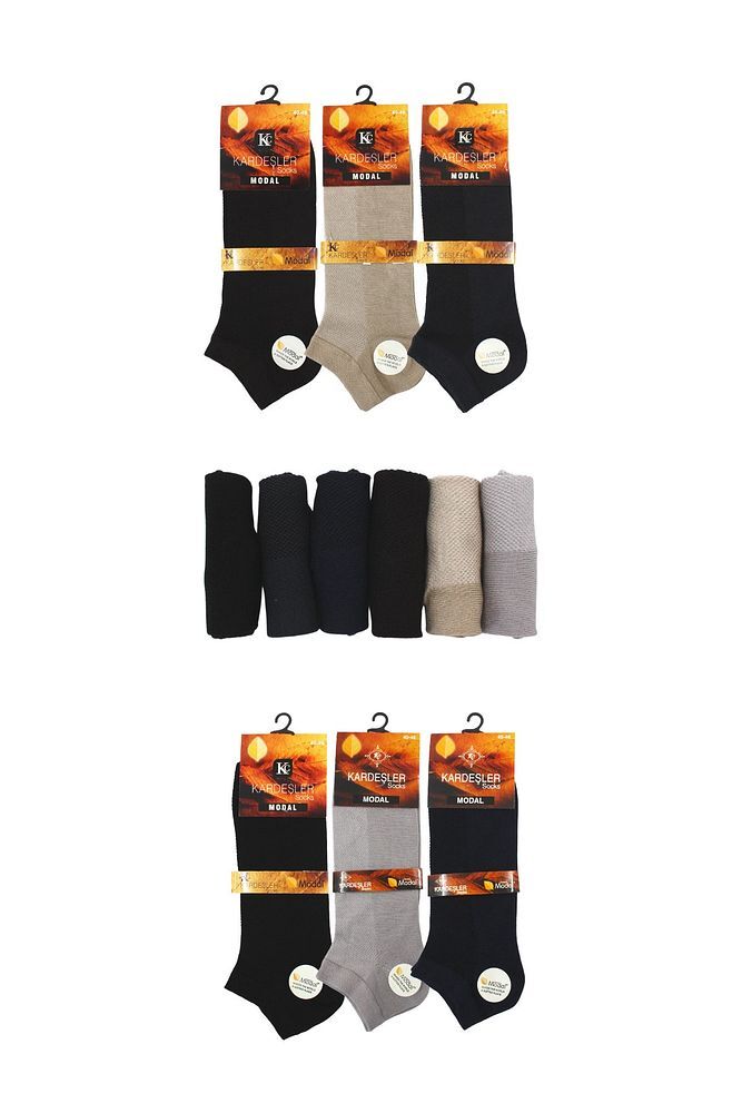 Erkek Modal Patik Çok Renkli Çorap Dikişsiz 6'lı Paket Çok Renkli - 40-46