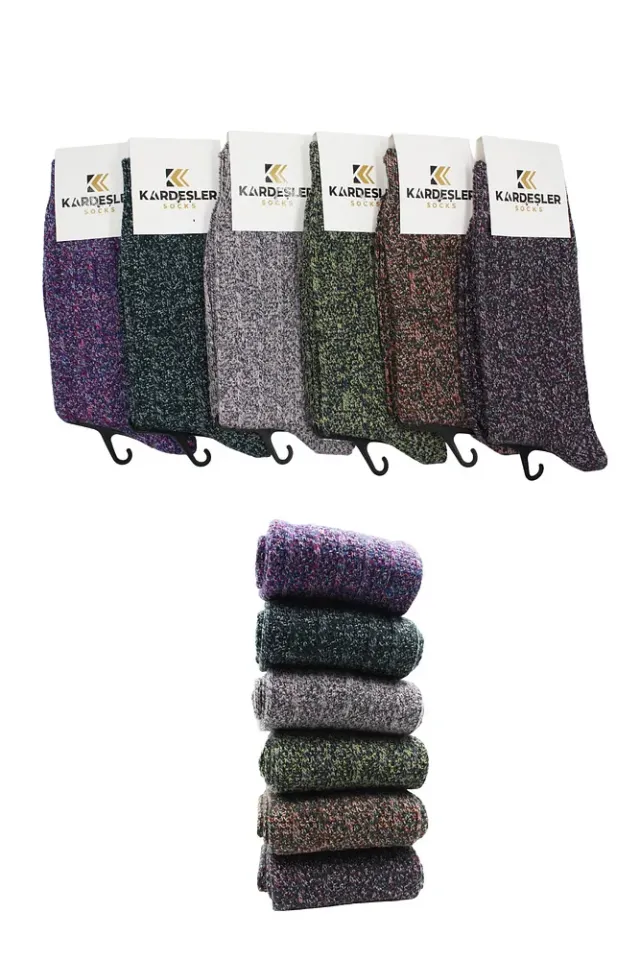 Erkek Kışlık Çok Renkli Soket Çorap 6'lı Paket Çok Renkli - 40-46