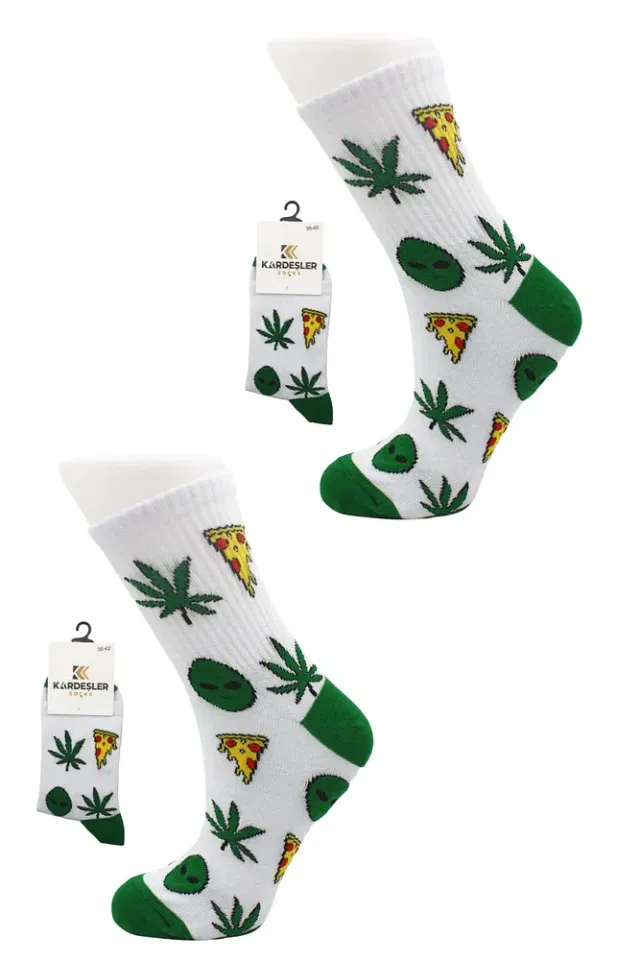 Unisex Desenli Renkli Çorap 2'li Set Renkli - 36 - 40