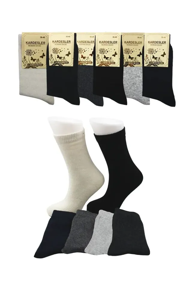 Kadın Lambswool Soket Yün Kışlık Kalın Çok Renkli Çorap 6'lı Paket Çok Renkli - 36 - 40