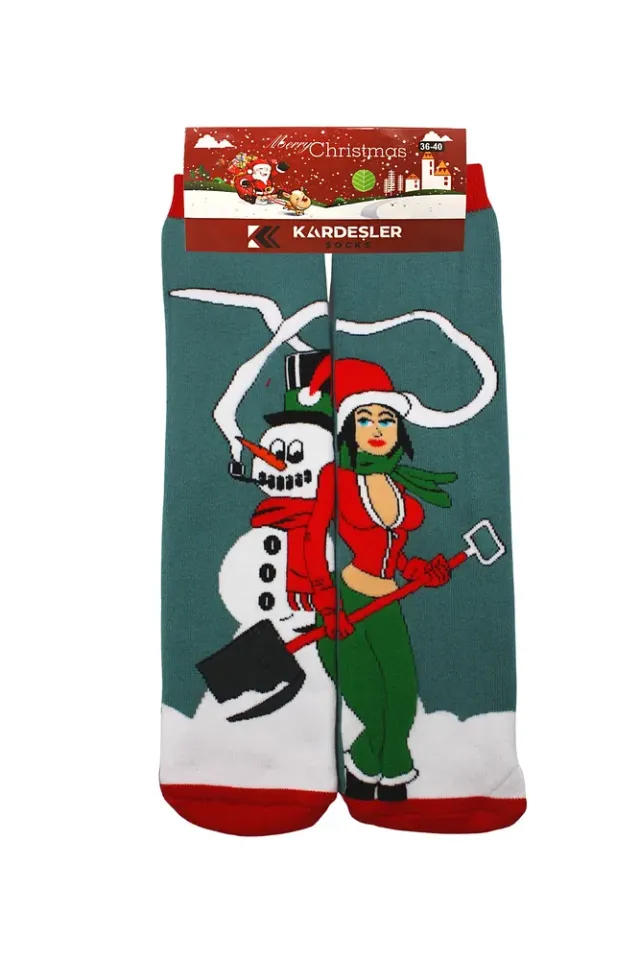 Yılbaşı Noel Christmas Renkli Desenli Soket Havlu Çorap Çok Renkli - 36 - 40